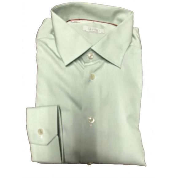 NEW ETON men contemporary fit dress shirt in green stripe